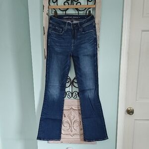 American Eagle Outfitters Dark Blue Kick Boot Low Rise Jeans Size 6